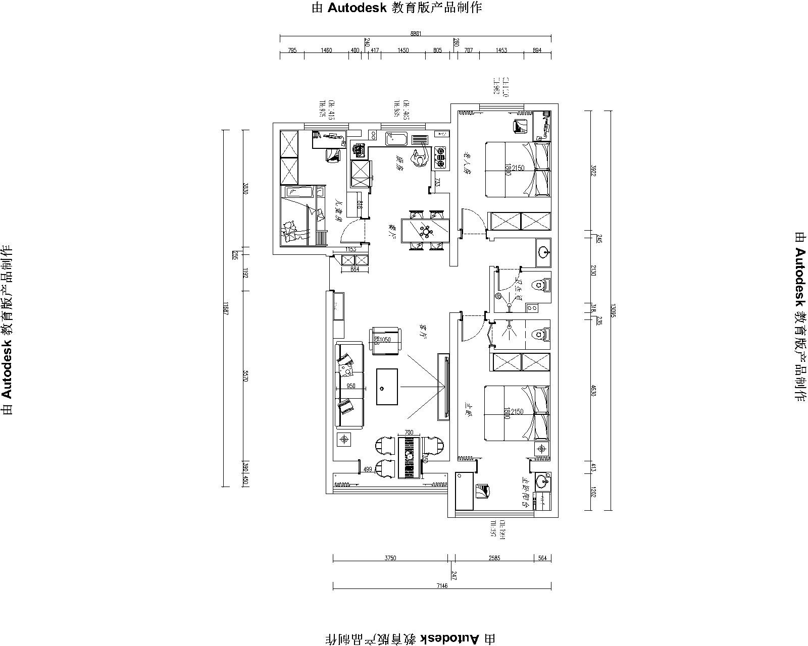 玉龍小區現代簡約風格戶型圖裝修效果圖