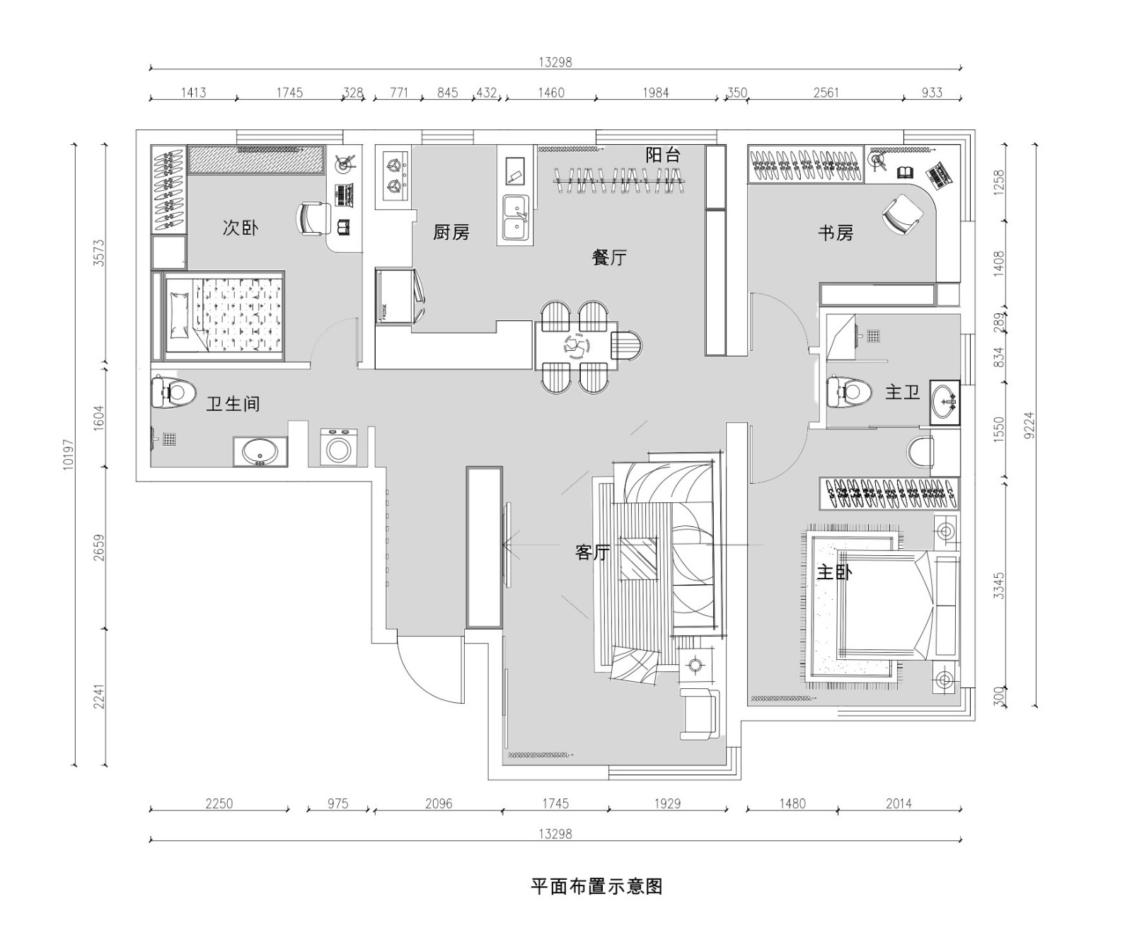 西美第五大道現代簡約風格戶型圖裝修效果圖