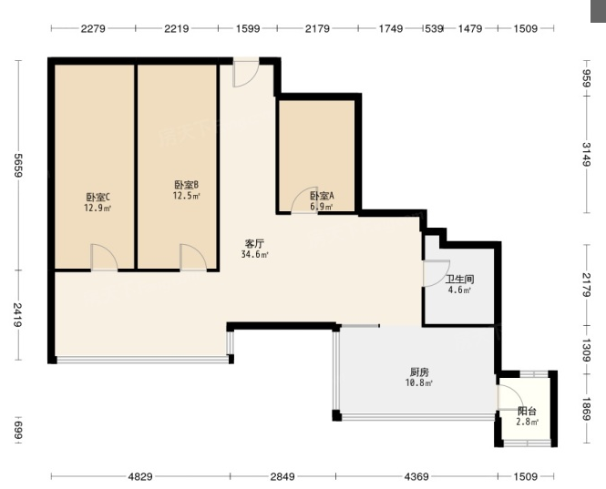 仁和嘉園法式風格戶型圖裝修效果圖